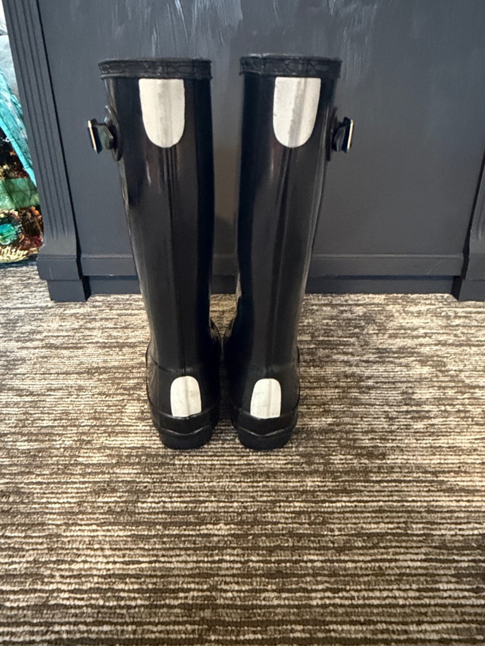 Hunter Original Kids Tall Black Gloss Boots Size 1 Boy 2 Girl - Picture 5 of 8